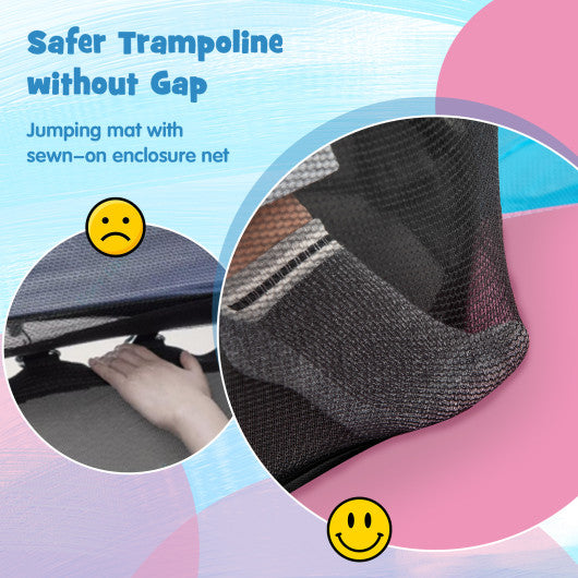 55 Inch Kids Recreational Trampoline Bouncing Jumping Mat with Enclosure Net-Pink
