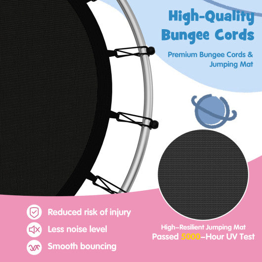 55 Inch Kids Recreational Trampoline Bouncing Jumping Mat with Enclosure Net-Pink