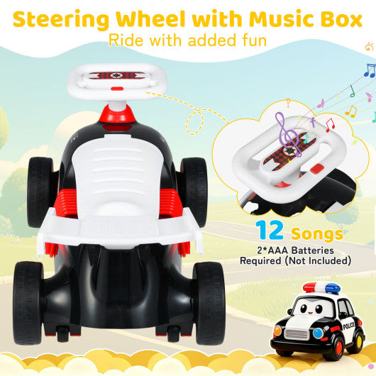 Kids Ride On Car Sliding Toy with Music and Under-Seat Storage-Black & Red