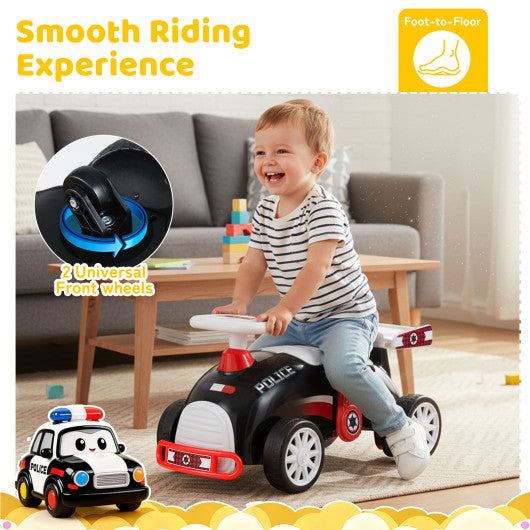 Kids Ride On Car Sliding Toy with Music and Under-Seat Storage-Black & Red