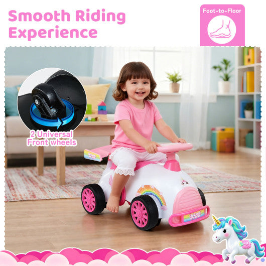 Kids Ride On Car Sliding Toy with Music and Under-Seat Storage-Pink