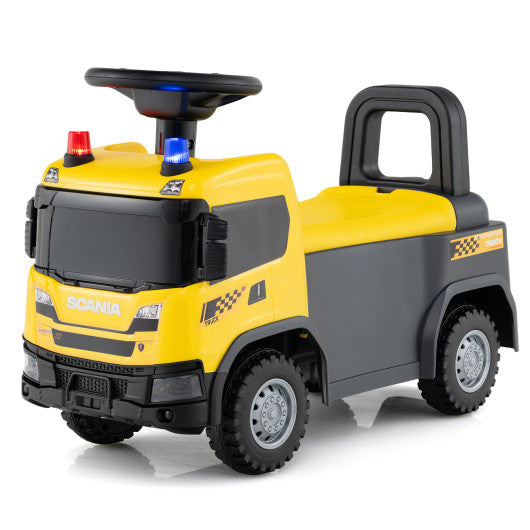 Kids Ride On Push Car Licensed SCANIA Truck Toy with Steering Wheel and Music-Yellow