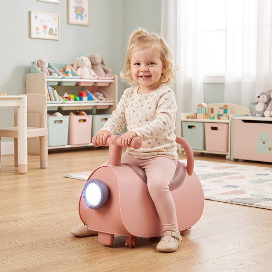 Kids Ride On Push Car with Headlight Music & Under Seat Storage for 18-36 Months-Pink