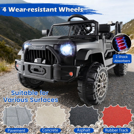 12V Kids Ride On UTV Car with Detachable Trailer-Black