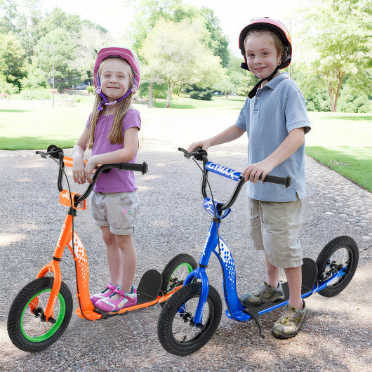 Kids Scooter Youth Kick Scooter with Adjustable Height Handlebar 12-Inch Inflatable Wheels-Orange