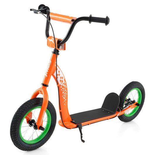 Kids Scooter Youth Kick Scooter with Adjustable Height Handlebar 12-Inch Inflatable Wheels-Orange