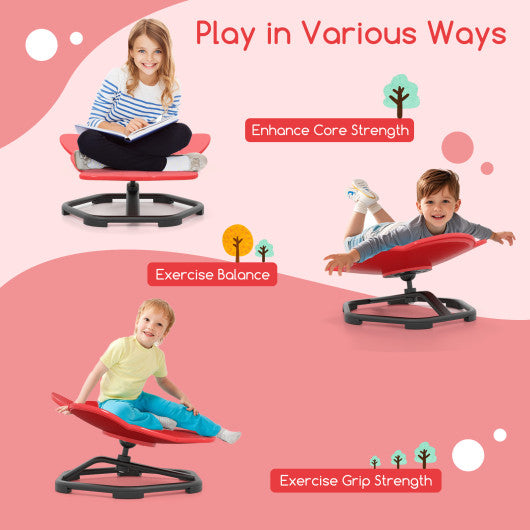 Kids Sensory Swivel Chair Elephant 360¡ã Spinning Chair with Non-Slip Metal Base-Red