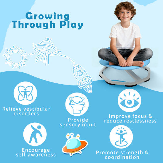 Kids Sensory Swivel Chair Elephant 360¡« Spinning Chair with Non-Slip Metal Base-Light Blue