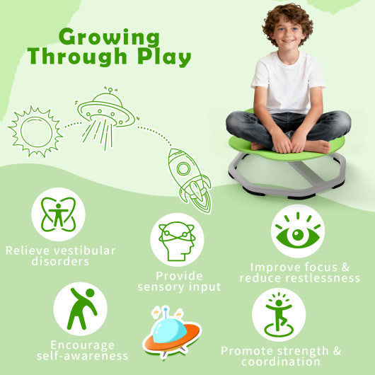 Kids Sensory Swivel Chair Elephant 360¡« Spinning Chair with Non-Slip Metal Base-Green