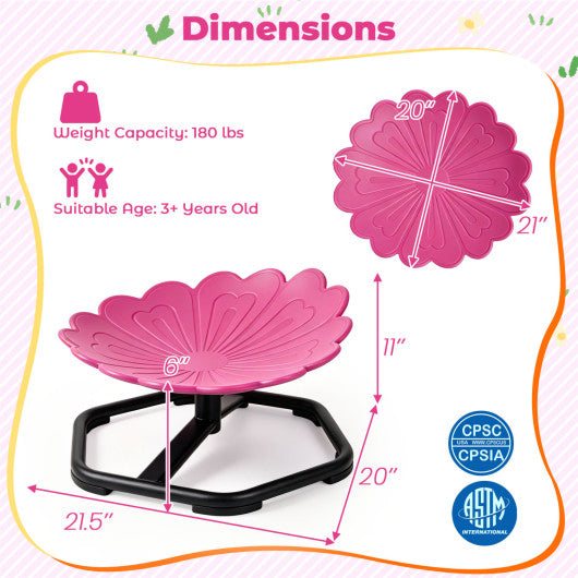 Kids Sensory Swivel Chair with Sunflower Shape 360¡« Spinning Chair for Toddlers-Pink