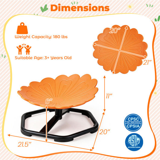 Kids Sensory Swivel Chair with Sunflower Shape 360¡« Spinning Chair for Toddlers-Orange