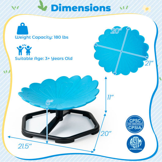 Kids Sensory Swivel Chair with Sunflower Shape 360¡« Spinning Chair for Toddlers-Blue