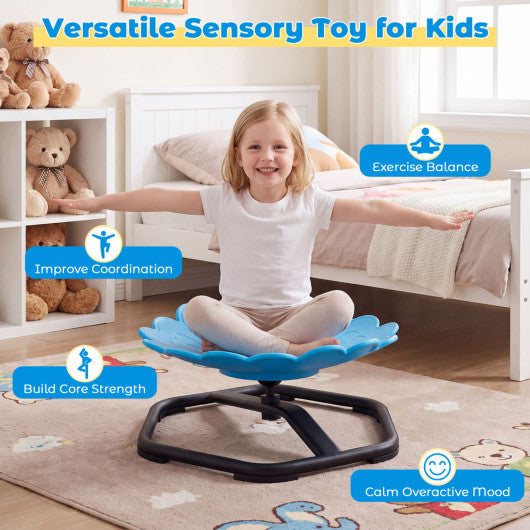 Kids Sensory Swivel Chair with Sunflower Shape 360¡« Spinning Chair for Toddlers-Blue