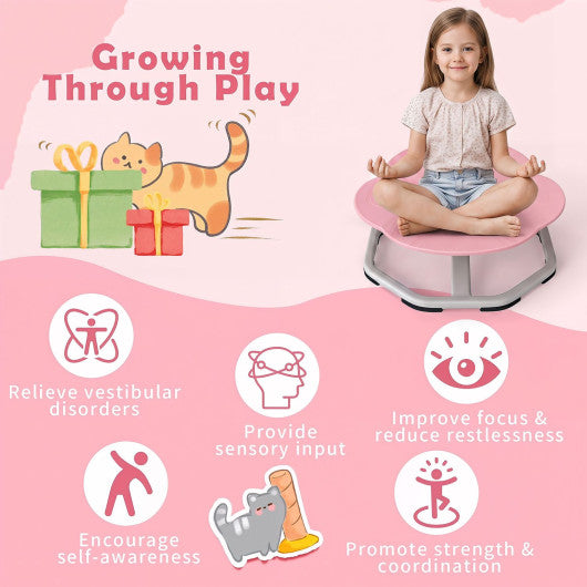 Kids Sensory Swivel Chair Cat Claw 360¡ã Spinning Chair with Non-Slip Metal Base-Pink