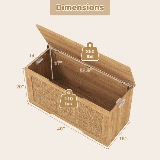 Kids Storage Bench 40 Inch Toy Box with Flip Top and Handles-Natural