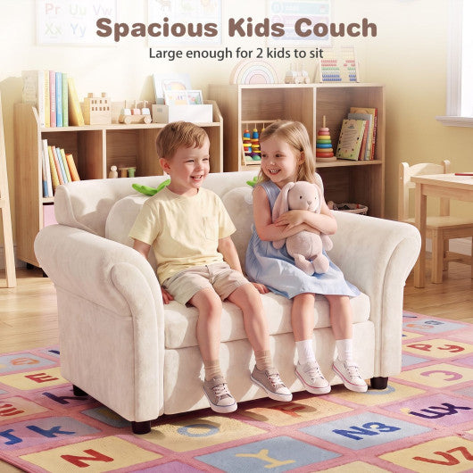Kids Strawberry Armrest Chair Sofa with 2 Cute Strawberry Pillows-Beige