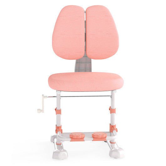 Kids Study Chair with Adjustable Double Backrest and Footrest-Pink