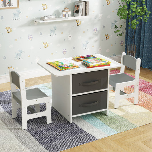 KidsTableand2ChairsSet RemovableStorageDrawers