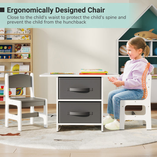 KidsTableand2ChairsSet RemovableStorageDrawers