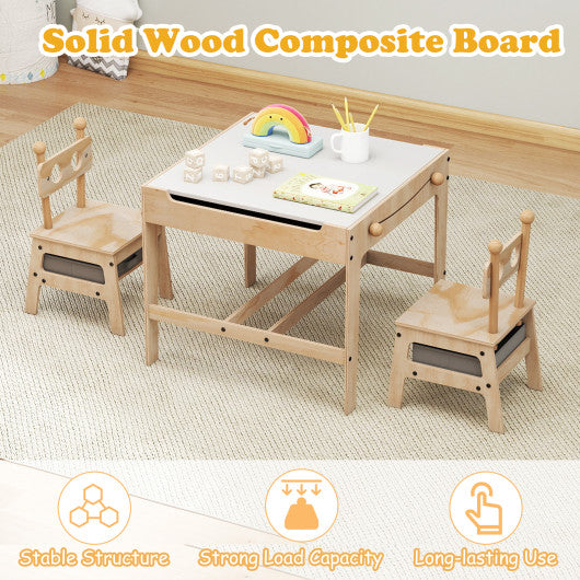 Kids Table and Chairs Set with Reversible Whiteboard-Robot-shaped