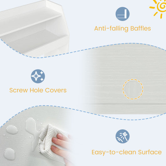 Kids Toy Storage Organizer Wooden Bookcase with 2 Movable Drawers-White