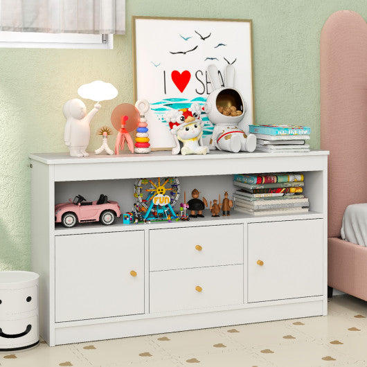 Kids Toy Storage Organizer with Open Shelf and 2 Drawers for Playroom-White