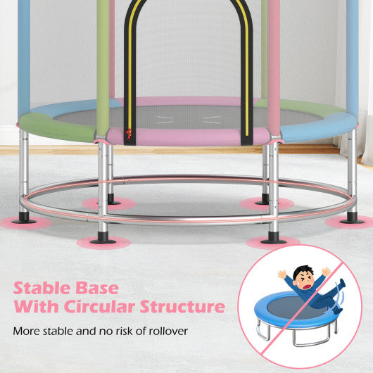 55 inches Kids Trampoline Gift for for 3-6 Years Old Boys and Girls-Pink