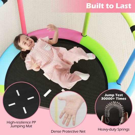 55 inches Kids Trampoline Gift for for 3-6 Years Old Boys and Girls-Pink