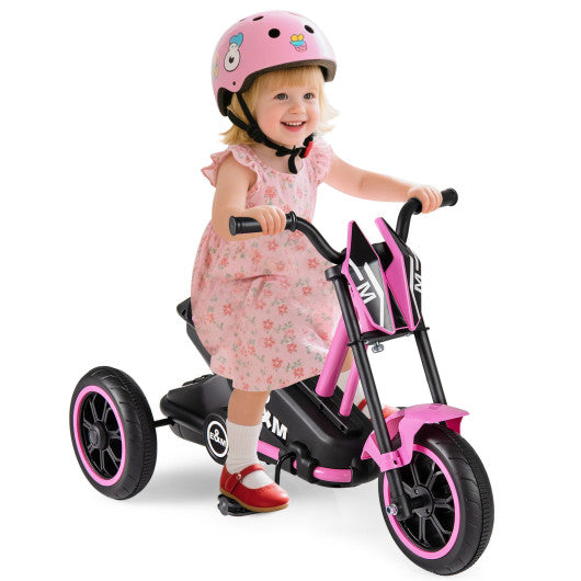 Kids Tricycle 3-Wheel Toddler Bike with Foot Pedals Forward Backward-Pink