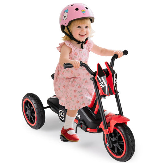 Kids Tricycle 3-Wheel Toddler Bike with Foot Pedals Forward Backward-Red