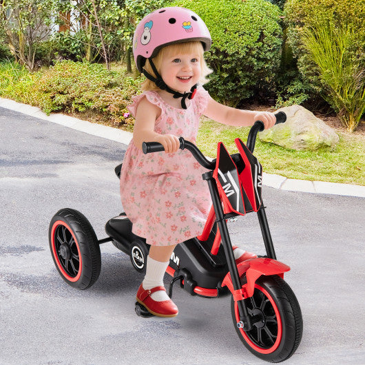 Kids Tricycle 3-Wheel Toddler Bike with Foot Pedals Forward Backward-Red