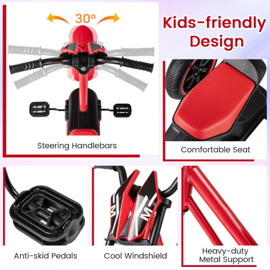 Kids Tricycle 3-Wheel Toddler Bike with Foot Pedals Forward Backward-Red