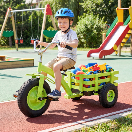 Kids Tricycle with 15 Inch Inflatable Rubber Tires -Green