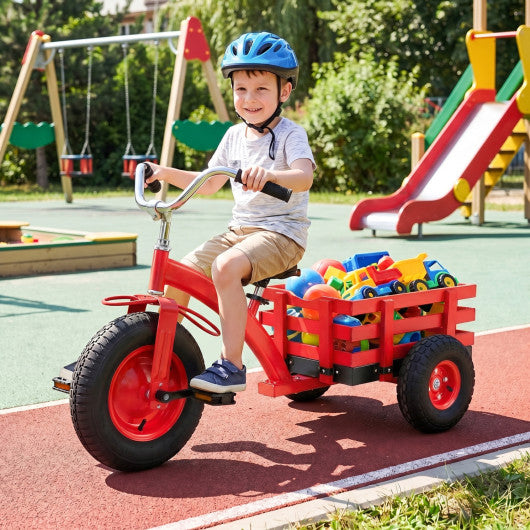 Kids Tricycle with 15 Inch Inflatable Rubber Tires-Red
