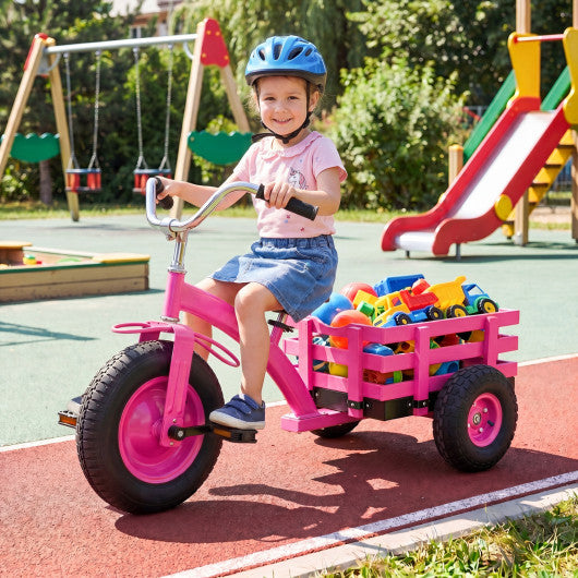 Kids Tricycle with 15 Inch Inflatable Rubber Tires -Pink