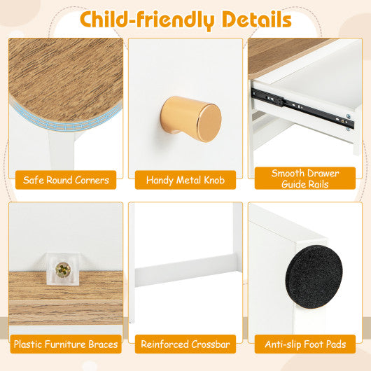 Kids Wooden Study Desk Writing Table with Hutch and Drawer