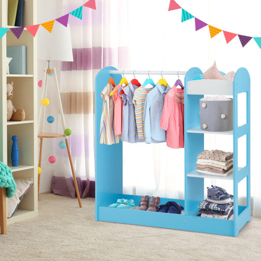 Kids Dress Up Storage with Mirror-Blue
