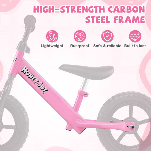 Lightweight Toddler Balance Bike No Pedal Training Bicycle-Pink