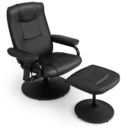 360¡ãSwivel Massage Recliner Chair with Ottoman-Black