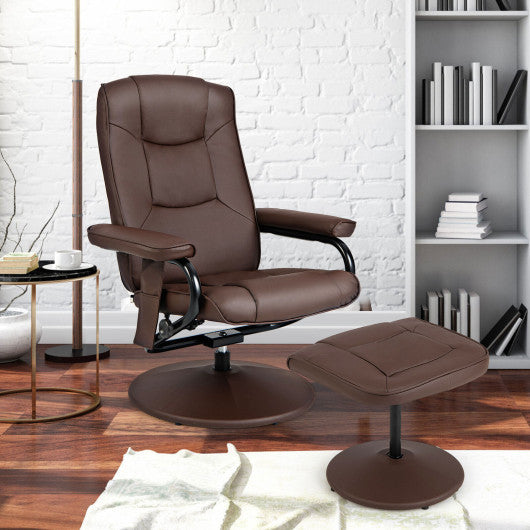 360¡ãSwivel Massage Recliner Chair with Ottoman-Brown