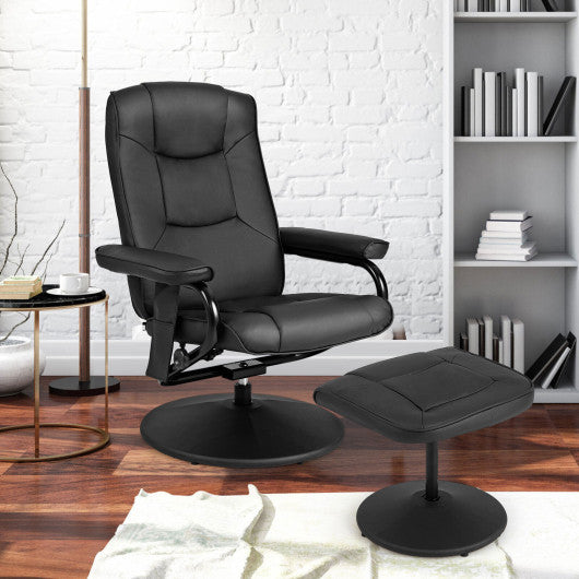 360¡ãSwivel Massage Recliner Chair with Ottoman-Black