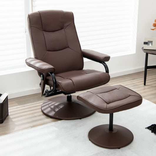 360¡ãSwivel Massage Recliner Chair with Ottoman-Brown