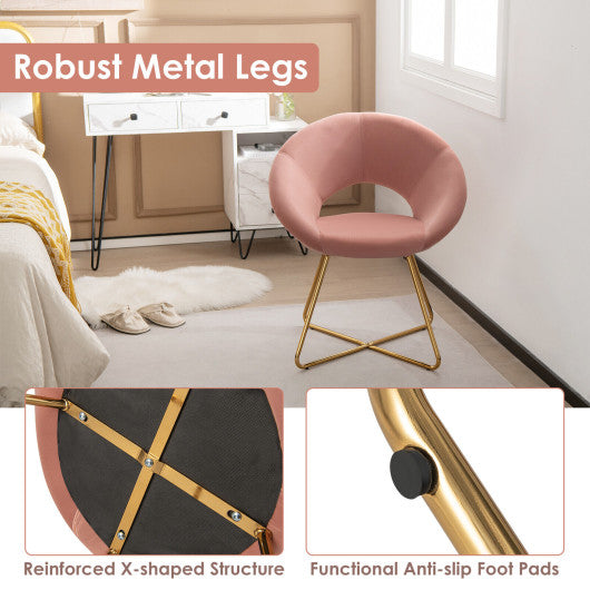 Modern Velvet Accent Chair Vanity Chair with Metal Legs-1 Piece