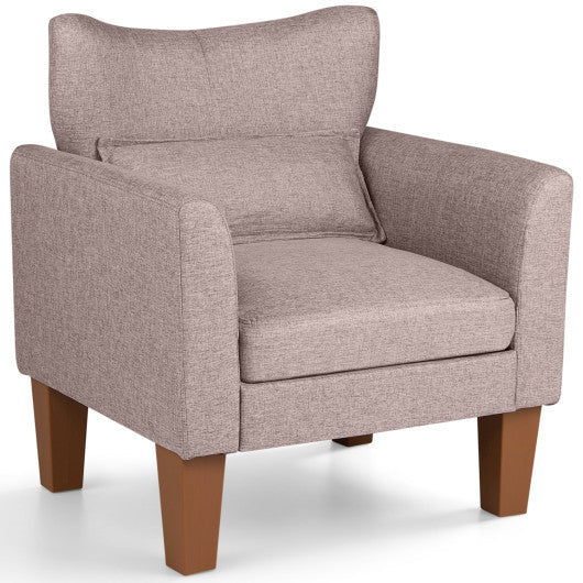 Modern Accent Chair with Removable Cushion & Pillow for Living Room-Brown
