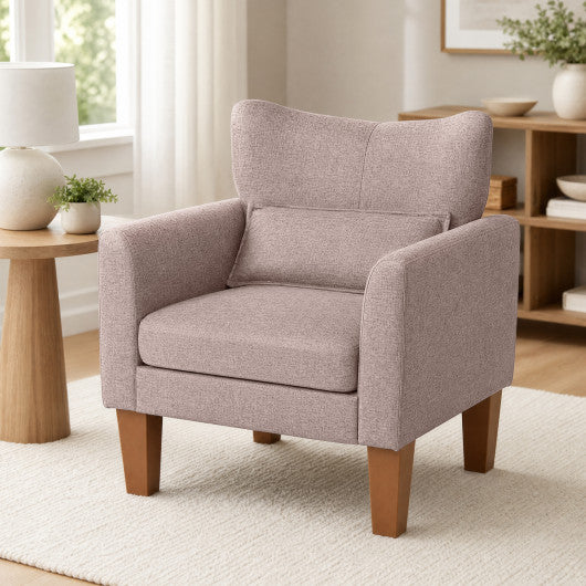 Modern Accent Chair with Removable Cushion & Pillow for Living Room-Brown