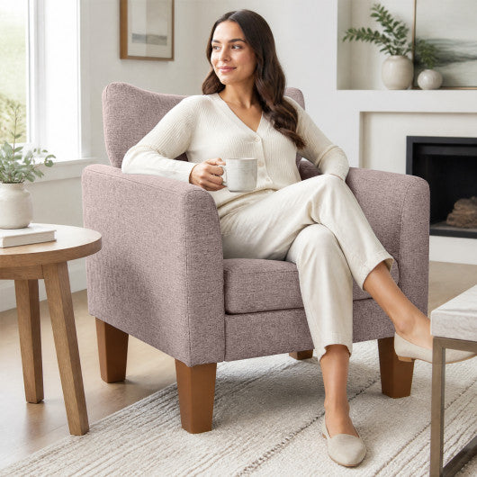 Modern Accent Chair with Removable Cushion & Pillow for Living Room-Brown