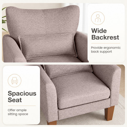 Modern Accent Chair with Removable Cushion & Pillow for Living Room-Brown