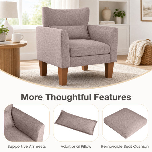 Modern Accent Chair with Removable Cushion & Pillow for Living Room-Brown