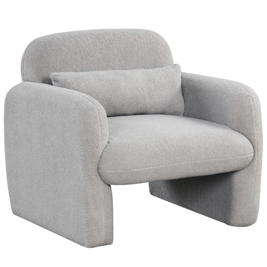 Modern Accent Chair with Waist Pillow and Armrests for Living Room Bedroom-Gray