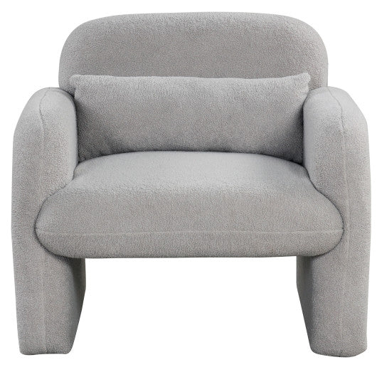 Modern Accent Chair with Waist Pillow and Armrests for Living Room Bedroom-Gray